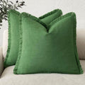 Foindtower Decorative Linen Fringe Throw Pillow Covers 22×22 Forest Green by Foindtower