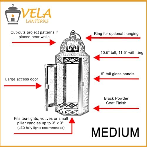 Vela Lanterns Decorative Indoor Fairy Light Candle Holder, Green, M, 2-Pack - Image 6