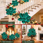 8PCS Large Christmas Magnolia Flowers for Christmas Tree Wreath - Image 6