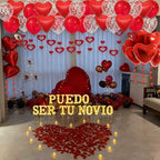 Puedo Ser Tu Novio Light Up Letters Proposal Decorations, 15Pcs 6.3" Letter Signs, 24Pcs Flameless Candles 2000Pcs Red Artificial Rose Petals 40Pcs Latex Balloons 10Pcs Heart Balloon Valentine's Day - Image 4
