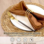 Kochorie Set of 24 Round Woven Placemats 13.8 Inches Bulrush Placemats Natural Hand-Woven Boho Rattan Placemats Wicker Table Mats Farmhouse Weave Place Mats for Home Dining Table - Image 3