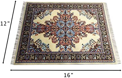 Set of 4 Rug Placemats – Miniature Oriental & Turkish Carpet Style Table Mats, Decorative Fabric Dinner Mats with Fringes, Washable, Rectangular 16x12 inch, Colorful Table Setting Accessories - Image 3