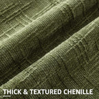 decorUhome Textured Chenille Throw Pillow Covers 26x26 Set of 2 Olive Green - Image 2