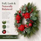 28 Inch Christmas Wreath for Front Door, Red Apples, Magnolia Winter Wreath - Image 4