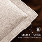 Decorative Chenille Luxury Throw Pillow Covers with Wide Edge, Textured Solid Pillowcases, Soft Velvet Cushion Cover Home Décor for Couch Sofa Chair Bed,18×18 Inch, Set of 2, Light Beige - Image 2