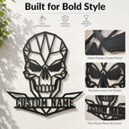 Personalized Skull Metal Sign, Custom Name Garage Decor, Geometric Wall Art - Image 4