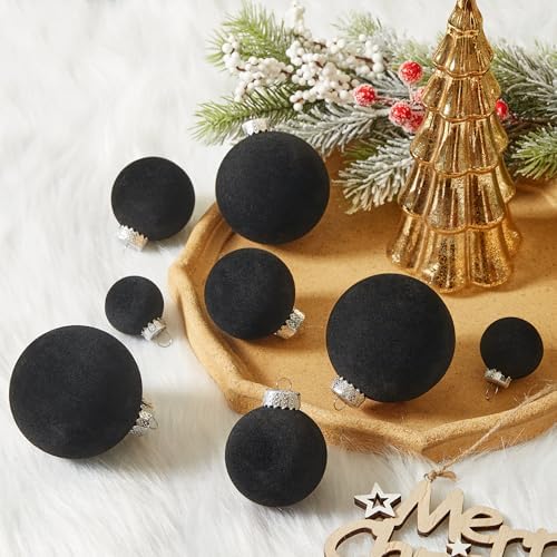 Velvet Christmas Ornaments Set 38Pcs Flocked Shatterproof Christmas Ornaments for Christmas Tree Decorations Xmas Decorative Hanging Christmas Ball Ornaments for Holiday Home Decor - Image 5