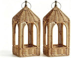 2 PCS Handmade Artificial Rattan Candle Lantern, Boho Woven Decor for Indoor Outdoor Patio Garden Wedding Home by Unknown