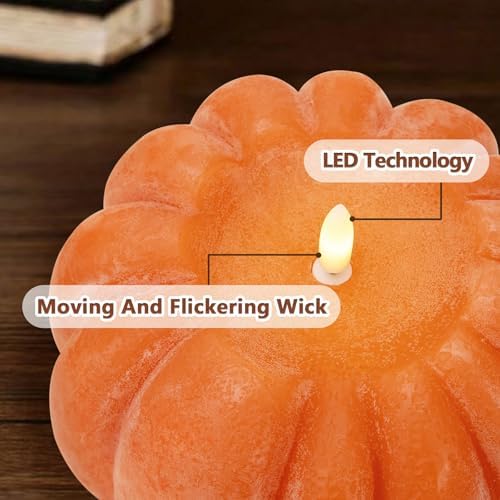 Fall Decorations for Home - Flickering Flameless Wax Pumpkin LED Candle - Image 3