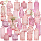 30 Pcs Pink Glass Bud Vases Bulk, Vintage Small Flower Vase Set by SUJUN