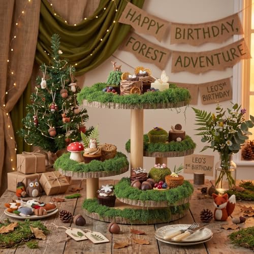 Wenqik 4 Tier Wooden Wedding Cupcake Stand Dessert Display, Offset Tiered - Image 6