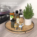 AMH 18-Inch Extra Large Farmhouse Oak Lazy Susan Organizer - Image 2