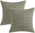 MIULEE Euro Sham Corduroy Decorative Throw Pillow Covers 24x24 Light Olive - Image 6