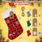 Shinymoon 12 Pack Christmas Stockings Bulk, Green, Red, White, Cute - Image 3
