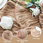 Cheesecloth Table Runner 10FT 12Pcs Nude Boho Gauze Rustic Sheer Runners - Image 3