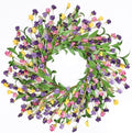 24" Spring Wreaths for Front Door Not Withering Artificial Floral Wreath with Wildflowers Summer Decorations for Indoor Outdoor Window Wall Farmhouse Porch Easter Home Decor Purple Pink Yellow by MSMUH