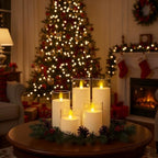 Homemory Ivory Flickering Flameless Candles, Battery Operated Acrylic LED Pillar Candles with Remote Control and Timer, Set of 9 - Image 5