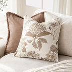 Foindtower Set of 2 Linen Floral Throw Pillow Covers Neutral Vintage Print Decorative Cushion Covers Farmhouse Boho Home Decor for Sofa Chair Couch Bedroom Living Room,22×22 Inch,Light Brown - Image 4