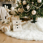 CHICHIC 48 inch Christmas Tree Skirt Faux Fur Xmas Tree Skirt Christmas Decorations Holiday Tree Ornaments Tree Decoration for Christmas Home Decorations, Xmas Party Holiday Decorations, Snow White - Image 4