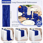20 Pack Royal Blue Cheesecloth Table Runner Long,21.5 x 120 Inch - Image 2