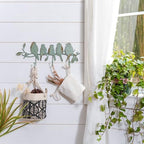 SOFFEE DESIGN Vintage Metal Wall Mounted Coat Rack with 3 Hooks, Birds on Tree Branch Hanger Key Holder Wall Organizer for Hats, Towels, Clothes, Scarves, Jewelry Wall Decoration - Green - Image 2