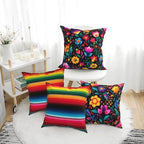Mexico Flowers Throw Pillow Covers 18 X 18 Inch Set of 4 Decorative Cushion Cover Home Decor for Sofa Chair Couch Bedroom Living Room - Image 2