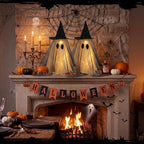 SiliFine 2 Pack Halloween Light up Ghost Decorations with Witch Hats, Black - Image 4