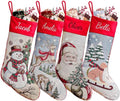 4 Pack Personalized Christmas Stockings, 18" Large Custom Embroidered Name Vintage Woven Stockings, Jacquard Reindeer,Snowman,Santa & Dog Designs, Family Holiday Fireplace Mantel Decor for Kids Adults by Tarwanear