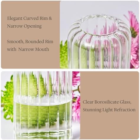 Glass Bud Vases Set of 20, 4.7 Inch Clear Ribbed Bud Vases for Centerpieces - Image 3