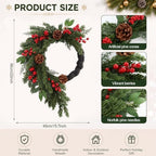 22'' Christmas Wreath for Front Door Large Door Wreath, Rustic - Image 2