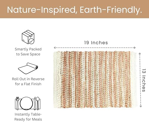 Hausattire Woven Table Placemats Set of 4 - Rust, Jute Boho Outdoor Table Mats for Kitchen Dining Decoration | Easy Clean Heat Resistant Farmhouse Dinner Spring Easter Placemat - 13x19 Inch - Image 3