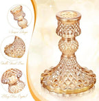 Sieral 24 Pcs Gold Taper Candle Holders 4'' Tall Candlestick Glass Holders Bulk Crystal Decorative Stand Wedding Stick Holder for Anniversary Party Dining Table Festival Decor - Image 3