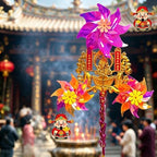 Chinese Traditional Feng Shui Pinwheel, 3 Luck‑Turning Flowers, Lucky Fortune Decor Ornament, Buddha Blessing Gift for Home Office Altar Temple Indoor Decoration by Unknown