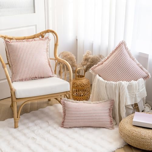 YEENAASY Throw Pillow Covers 26x26 Boho Striped Pillow Cases with Tassel - Image 4