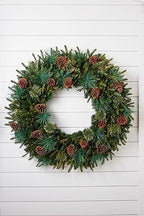 Balsam Hill Mixed Evergreen Window Christmas Wreath - 22" Traditional Greenery Wreath with Faux Candle & Battery-Operated LED Clear Lights for Indoor and Outdoor Holiday Decorating - Image 2