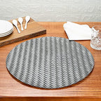 Restaurantware Round Gray Woven Metallic Pearl Placemat, 15 in, 6 Pack - Image 6