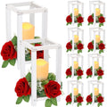 Hushee 30 Pcs Wooden Wedding Lantern Centerpiece, Red Rose, White by Hushee