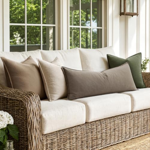 MIULEE Decorative Linen Lumbar Pillow Cover 14x36 Inch Dune - Image 6
