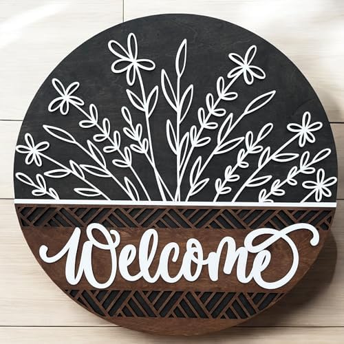 Wood front door sign Wood sign Home decor Welcome sign Sign for front door House warming gift Wedding gift (DS016-Wildflower 1.0, 30" Width) - Image 2