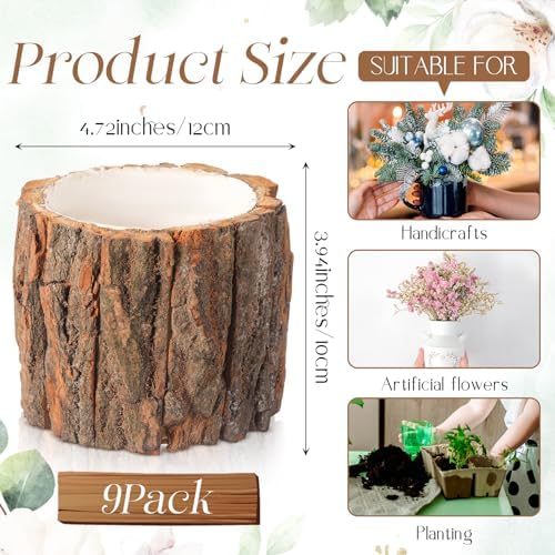 9 Pcs Wooden Vase for Centerpieces Wedding Flower, 4.7 Inch - Image 2