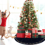 72inch Extra Large Christmas Tree Skirt Navy Blue Luxury Velvet Plush Skirts with Gold Embroidery Xmas Velvet Tree Skirt Holly Leaves Gold Embroidered Trees Skirts for Christmas Holiday Party Decor - Image 6