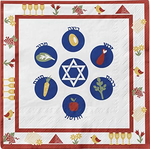 Traditional Passover Tableware Pack: Disposable Paper Plates, Napkins and Cups Set for 20 - Image 3