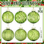 Jenaai 12 Pcs Christmas Lime Green Glass Ball Ornaments, Tree Decoration - Image 2