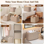 Storage Baskets for Organizing, 4 Pack Baskets for Shelves, Decorative Storage Bins for Shelves, Cotton Rope Storage Basket with Handles, Woven Basket for Storage, 13''Lx8.7''Wx7.9''H, Brown - Image 6