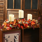 28" Fall Candle Holder Dining Table Centerpieces with Orange Eucalyptus - Image 3