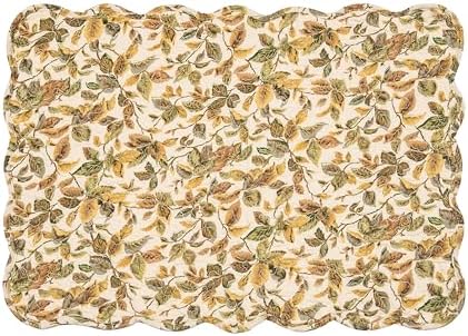 Iris Yellow & Green Leaves Vintage Design 100% Cotton Placemats 13" x 19" - Image 3