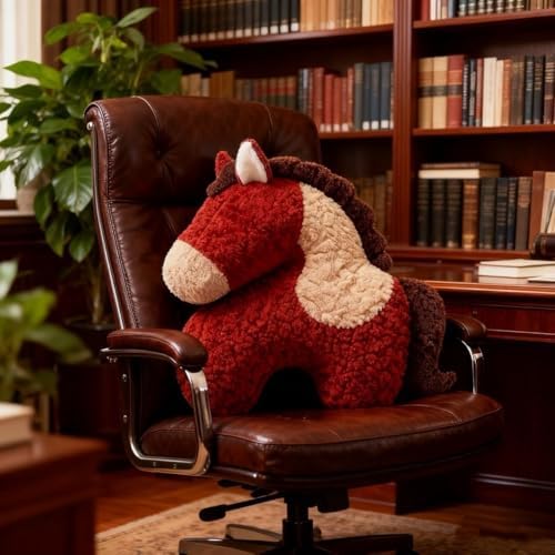 Plush Horse Throw Pillow, Lunar New Year of The Horse Cushion, Soft Fuzzy Stuffed Animal Decor for Sofa, Bedroom, Car, Holiday Festival Decoration & Gift (A) - Image 3