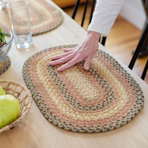 Homespice Russet Braided Placemats for Country Decor, Oval 13x19 Set of 4 by Homespice