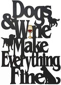 MEMORY MATS & WORD ART Decorative Wood Wall Sign for Pet, Dog, Cat, Horse, Pig, Animal Lovers with Fun Sayings and Quotes (Dogs & Wine Make Everything Fine) by MemoryMatsWordArt
