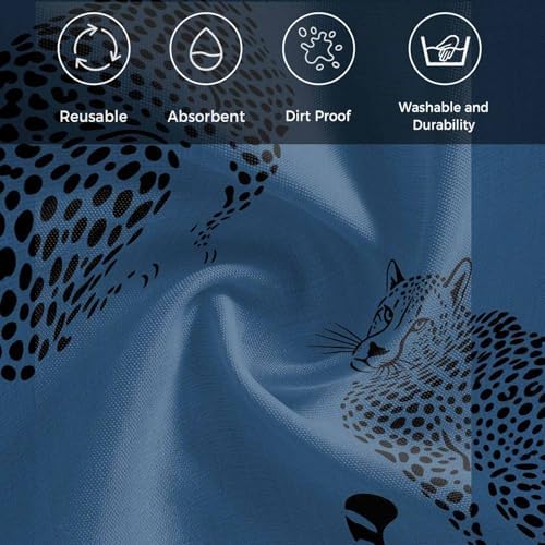 Black Leopard Prints Cloth Napkins Set of 6, Holiday Napkins for Baby Shower, Middle Century Animal Navy Blue Washable Reusable Dinner Napkin for Cocktail Wedding Party, 20 x 20 Inch - Image 6